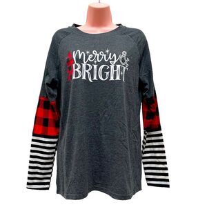 NWT Merry bright women’s long sleeve dark gray T-shirt cute top size S